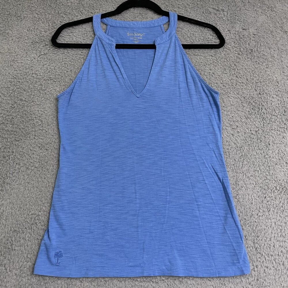 SOLD Lilly Pulitzer Top Women’s Small Blue Lightweight Pima Cotton V Neck